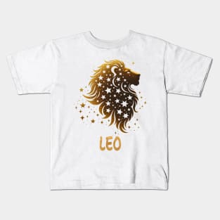 silhouette golden Leo Zodiac Sign Astrology born July and August September Birthday Leo Zodiac Horoscope July and August September Birthday Kids T-Shirt